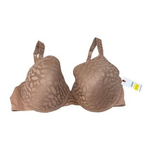 NWT IZOD Bra Women 42DD Beige Lace‎ Full Coverage Underwire Bra Comfortable